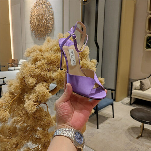High Quality Luxury Jimmy Choo Handmade Satin Panel Peep-Toe Sandals – Style 60215 product detail
