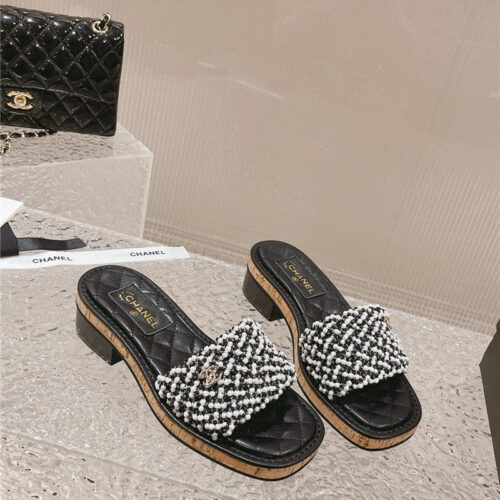 High Quality Luxury Chanel New Hand-Stitched Bead Decoration Slippers – Style 96742 alternate view