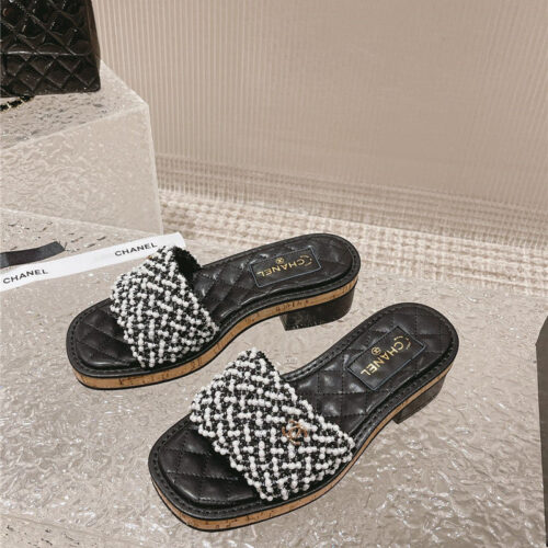 High Quality Luxury Chanel New Hand-Stitched Bead Decoration Slippers – Style 96742