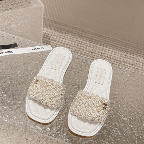 High Quality Luxury Chanel New Hand-Stitched Bead Decoration Slippers – Style 67366