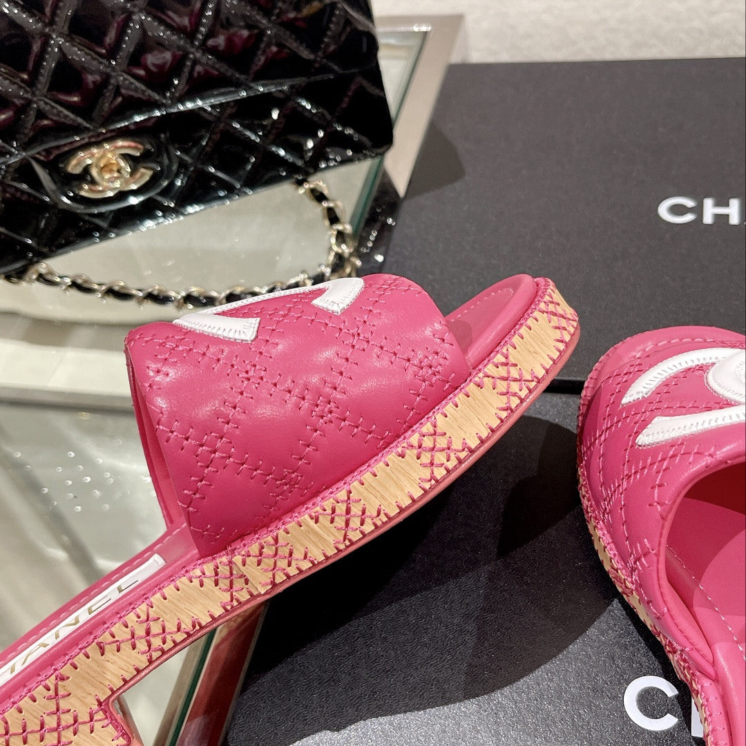 High Quality Luxury Chanel New Wooden Heel Slippers – Style 65094 product detail