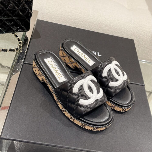 High Quality Luxury Chanel New Wooden Heel Slippers – Style 94470