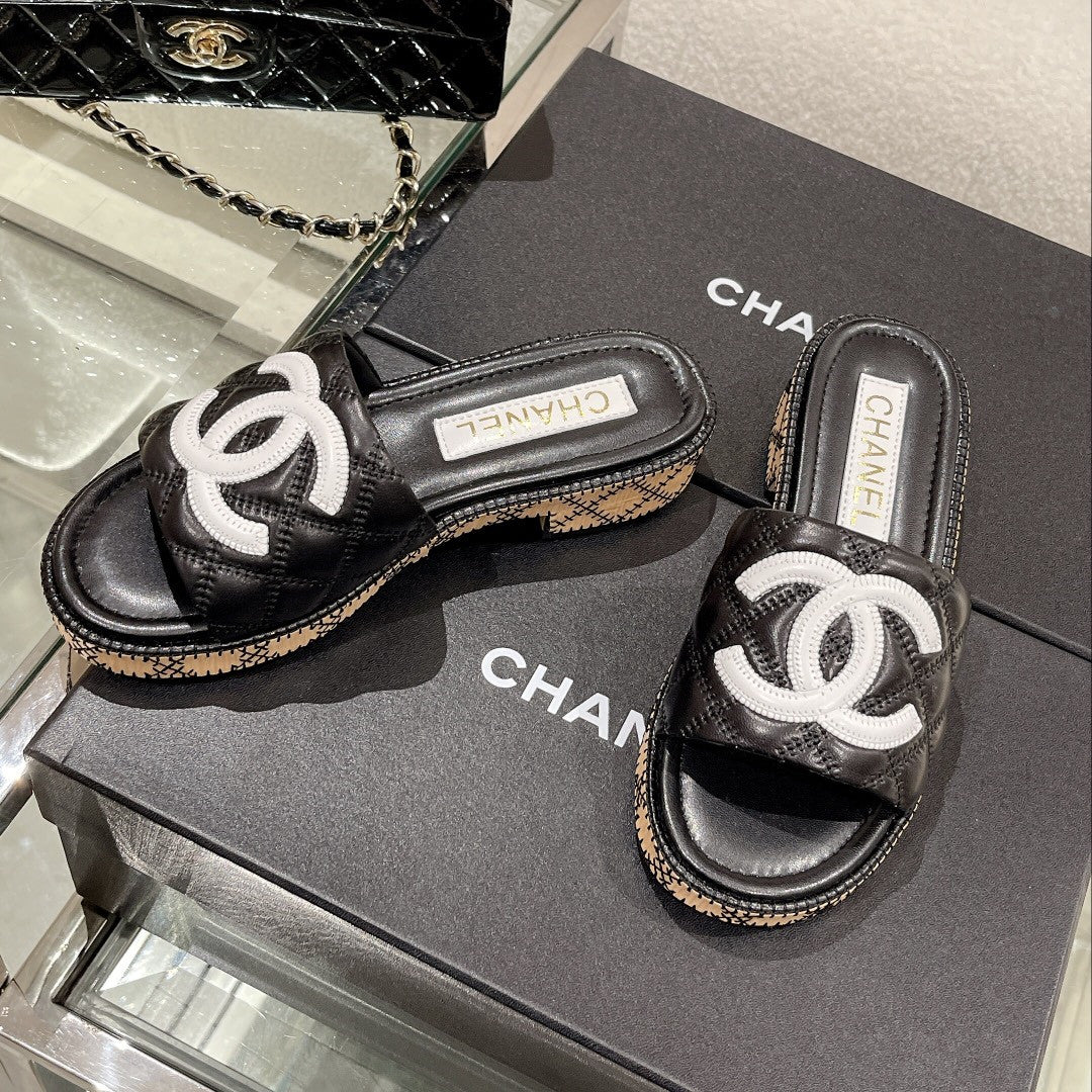 High Quality Luxury Chanel New Wooden Heel Slippers – Style 94470 product detail
