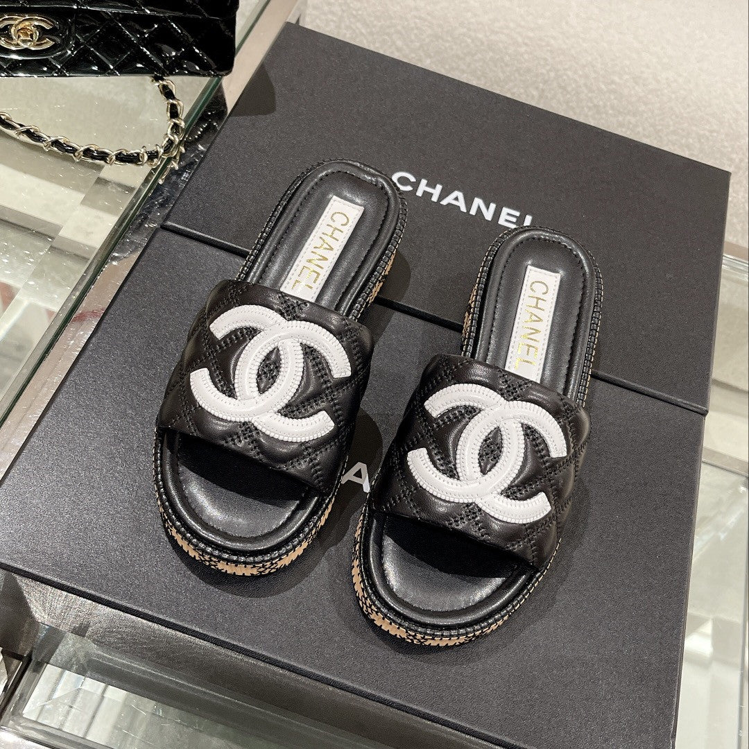 High Quality Luxury Chanel New Wooden Heel Slippers – Style 94470 product detail