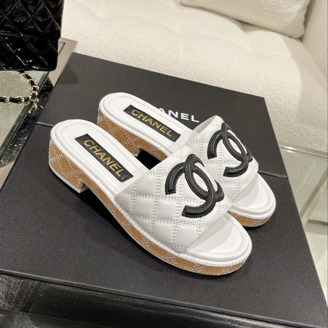 High Quality Luxury Chanel New Wooden Heel Slippers – Style 96166