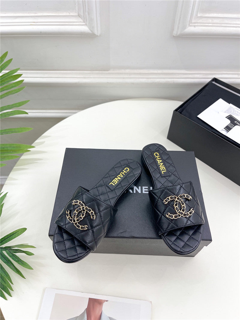 High Quality Luxury Chanel Counter Classic Double C Buckle Slippers – Style 16998 product detail