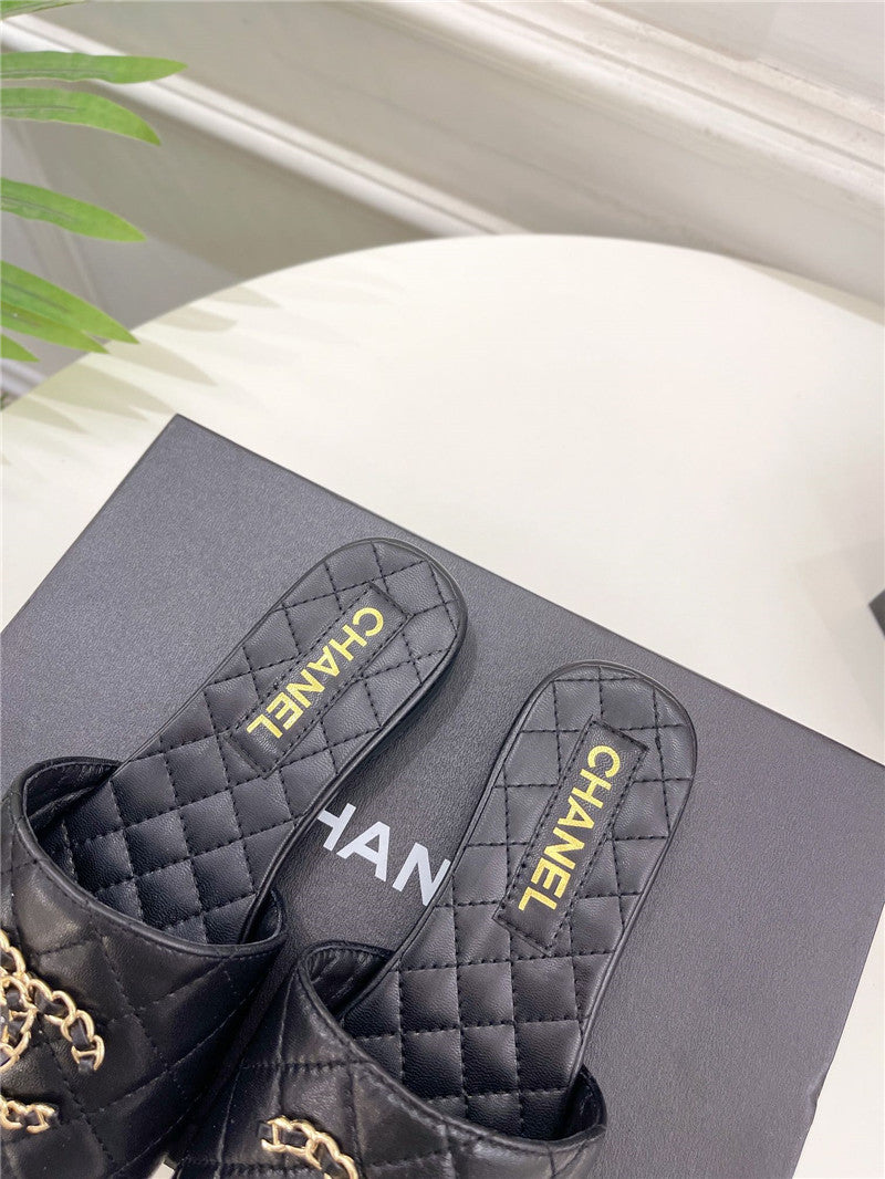 High Quality Luxury Chanel Counter Classic Double C Buckle Slippers – Style 16998 product detail