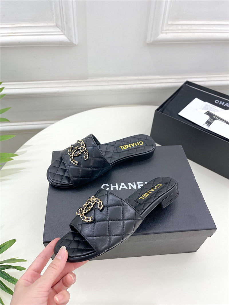 High Quality Luxury Chanel Counter Classic Double C Buckle Slippers – Style 16998 product detail