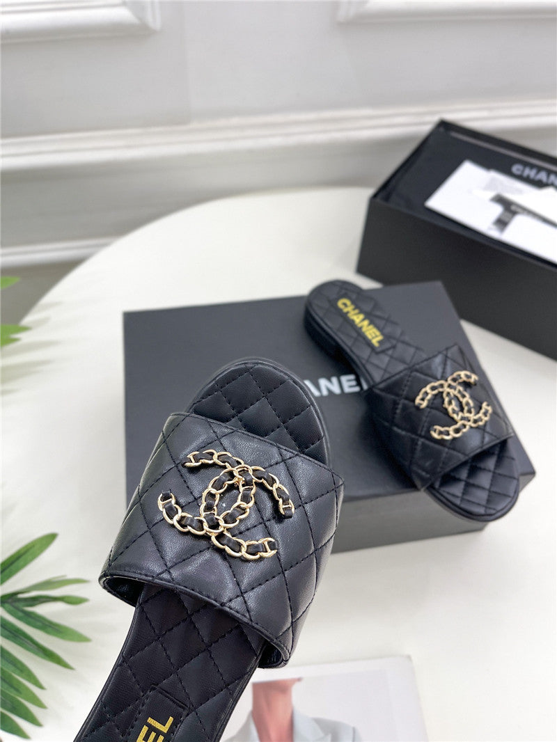 High Quality Luxury Chanel Counter Classic Double C Buckle Slippers – Style 16998 product detail