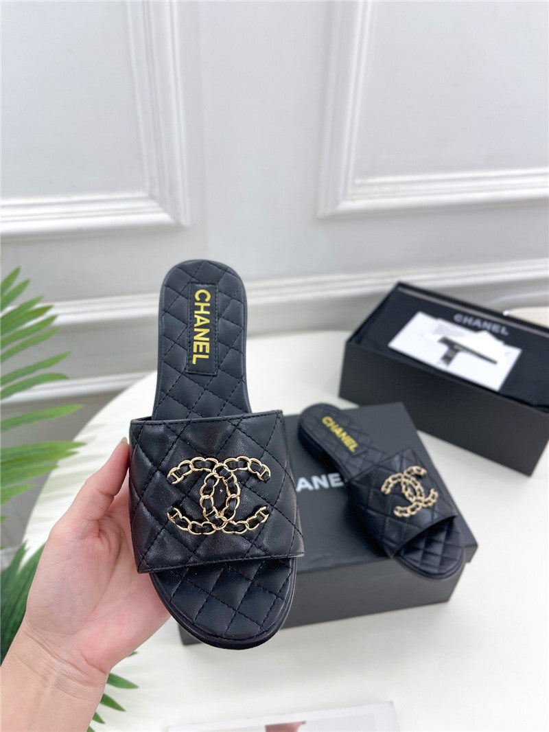 High Quality Luxury Chanel Counter Classic Double C Buckle Slippers – Style 16998 product detail
