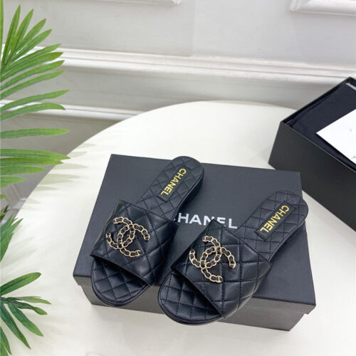 High Quality Luxury Chanel Counter Classic Double C Buckle Slippers – Style 16998 product detail