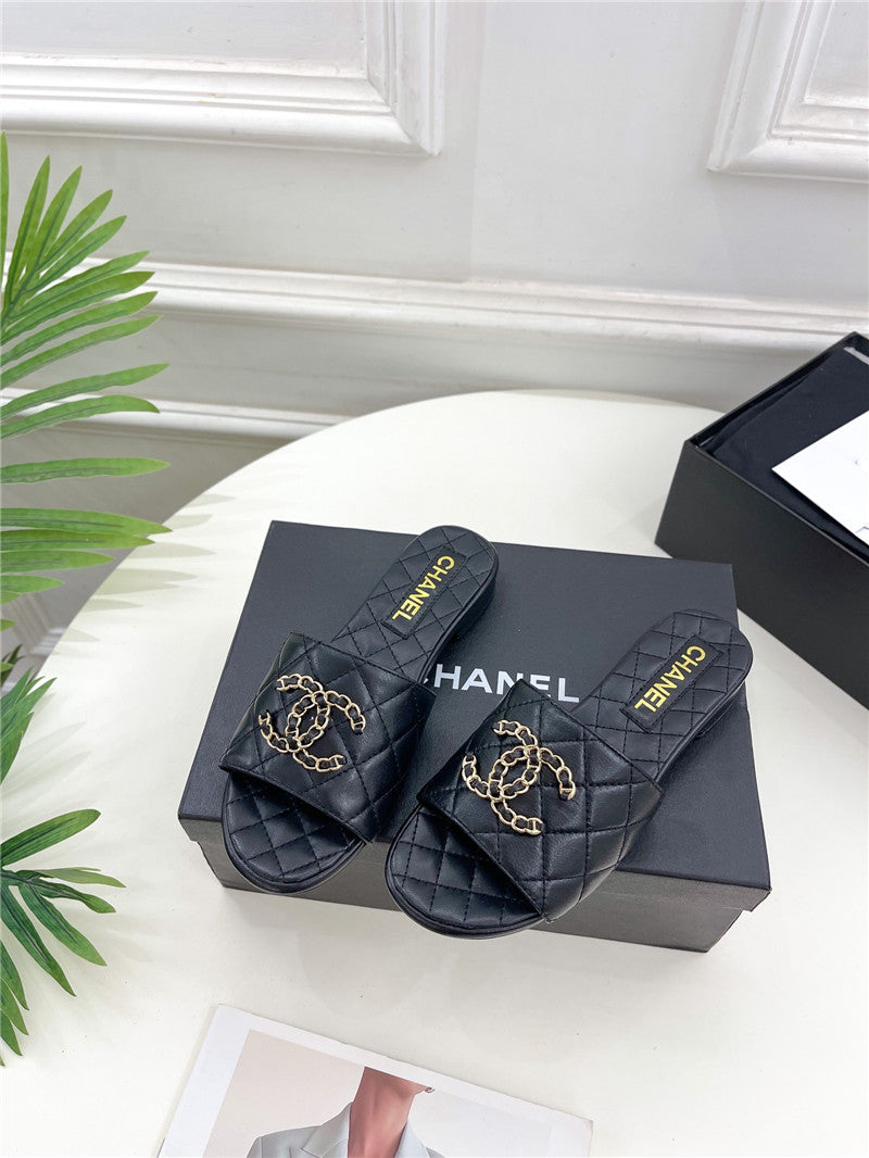 High Quality Luxury Chanel Counter Classic Double C Buckle Slippers – Style 16998 product detail