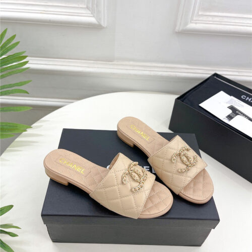 High Quality Luxury Chanel Counter Classic Double C Buckle Slippers – Style 56550