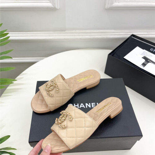 High Quality Luxury Chanel Counter Classic Double C Buckle Slippers – Style 56550 product detail