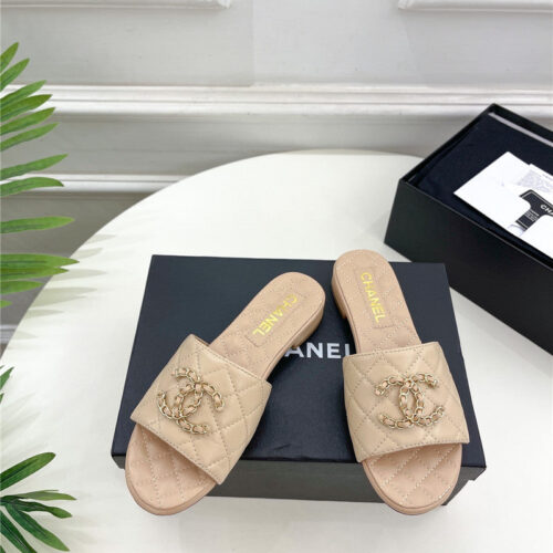 High Quality Luxury Chanel Counter Classic Double C Buckle Slippers – Style 56550 product detail
