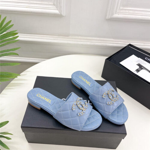 High Quality Luxury Chanel Counter Classic Double C Buckle Slippers