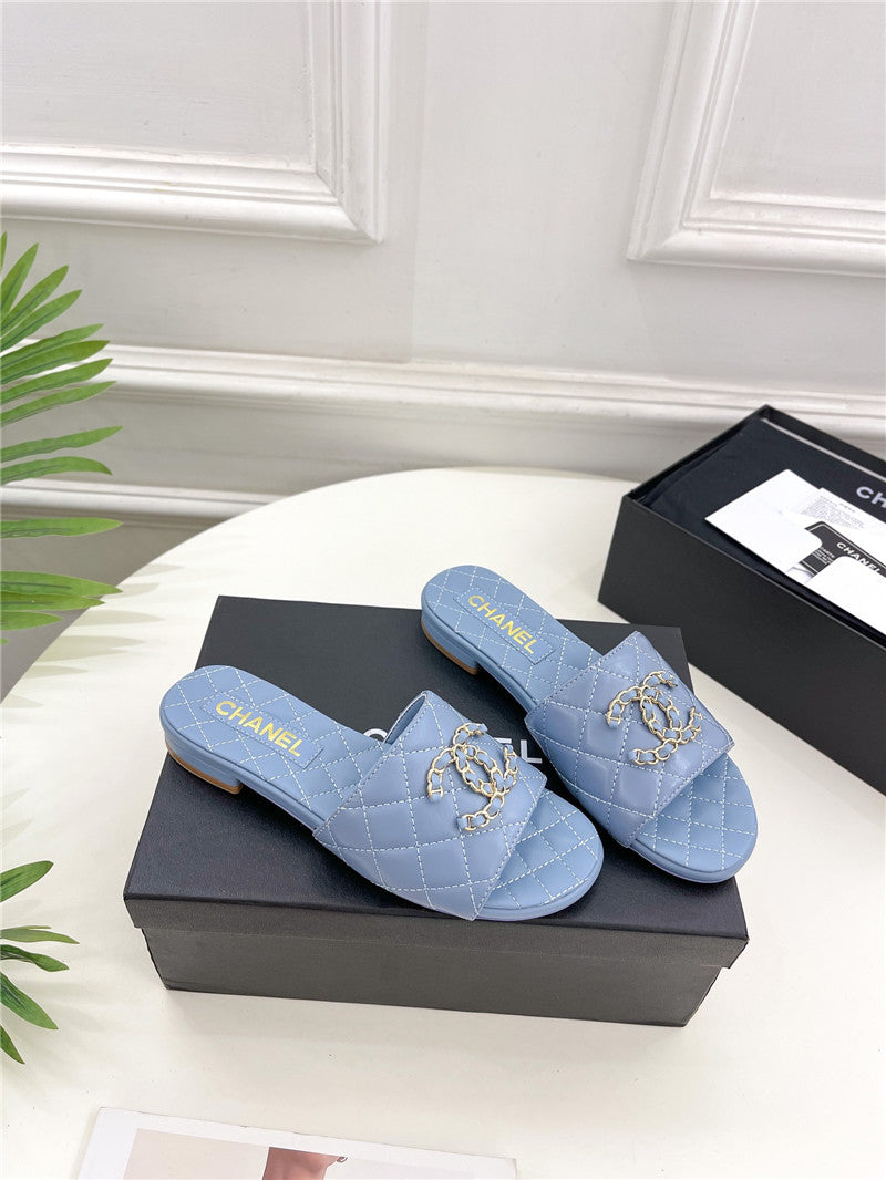 High Quality Luxury Chanel Counter Classic Double C Buckle Slippers