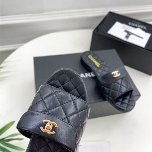High Quality Luxury Chanel Counter Classic Double C Buckle Slippers – Style 59942 product detail