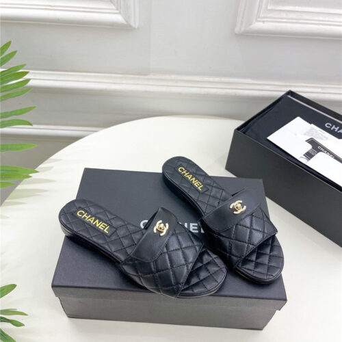 High Quality Luxury Chanel Counter Classic Double C Buckle Slippers – Style 59942