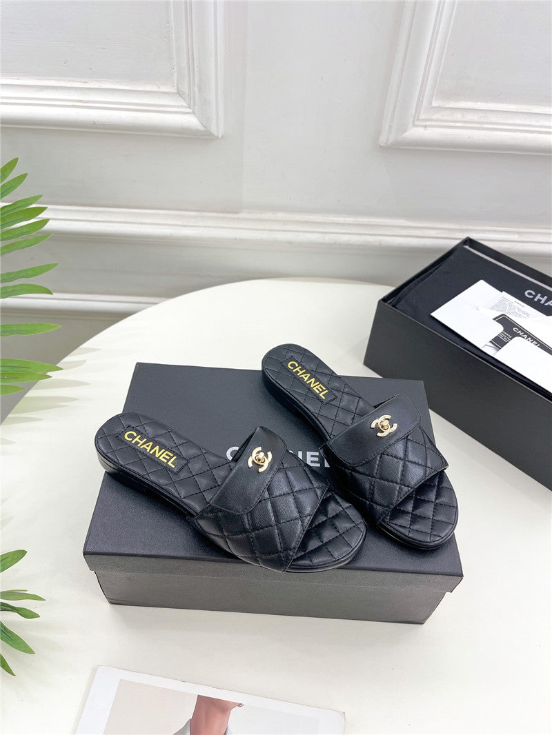 High Quality Luxury Chanel Counter Classic Double C Buckle Slippers – Style 59942