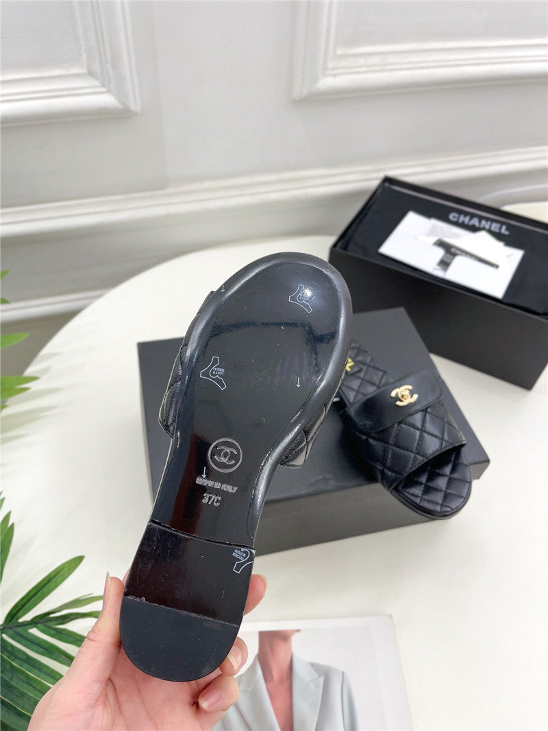 High Quality Luxury Chanel Counter Classic Double C Buckle Slippers – Style 59942 product detail