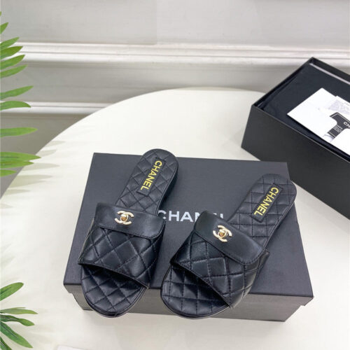 High Quality Luxury Chanel Counter Classic Double C Buckle Slippers – Style 59942 product detail