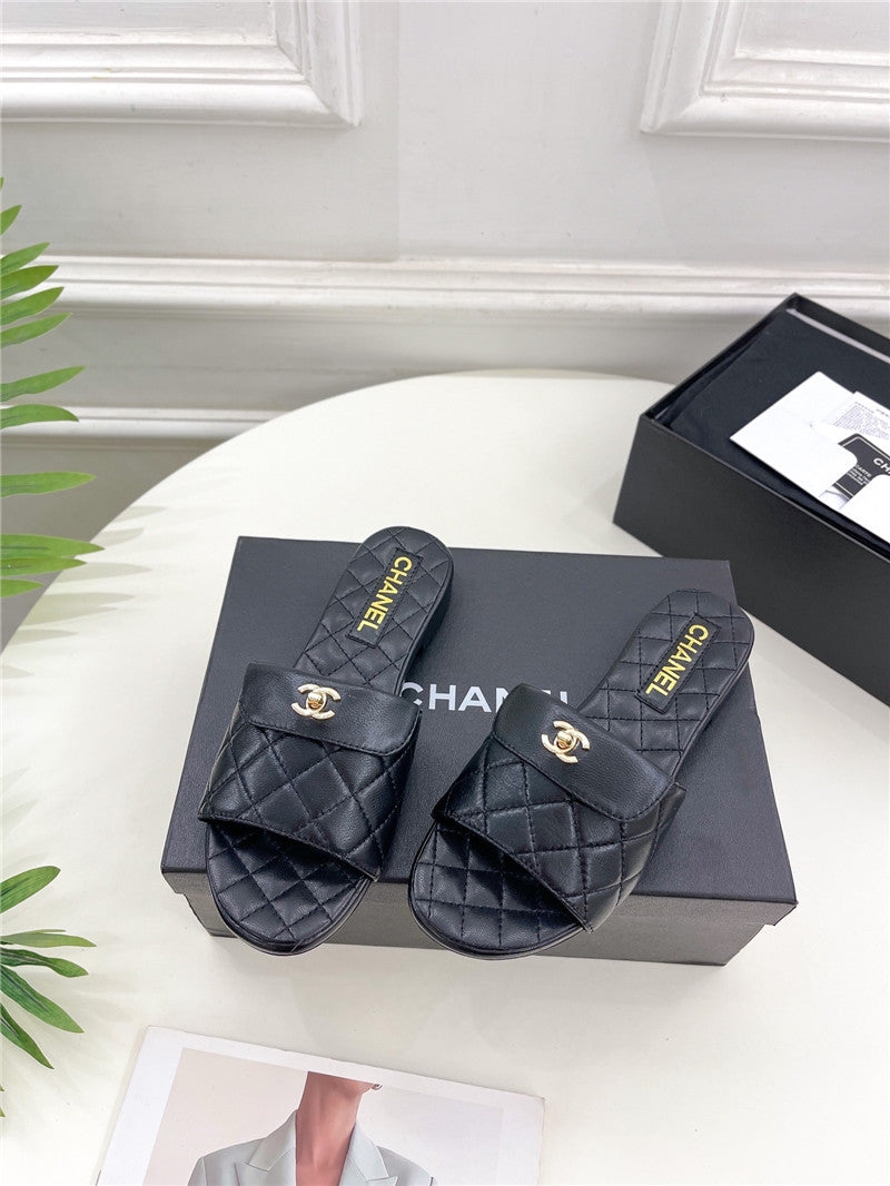 High Quality Luxury Chanel Counter Classic Double C Buckle Slippers – Style 59942 product detail