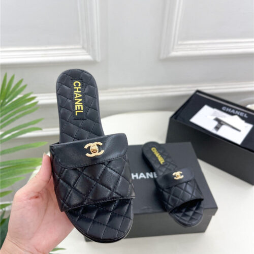 High Quality Luxury Chanel Counter Classic Double C Buckle Slippers – Style 59942 alternate view