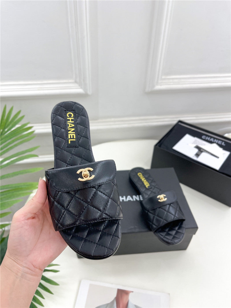 High Quality Luxury Chanel Counter Classic Double C Buckle Slippers – Style 59942 product detail