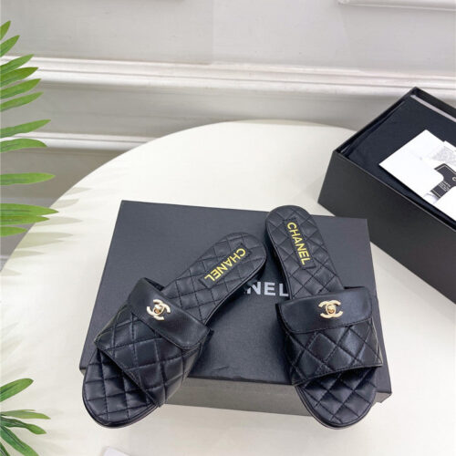 High Quality Luxury Chanel Counter Classic Double C Buckle Slippers – Style 59942 product detail