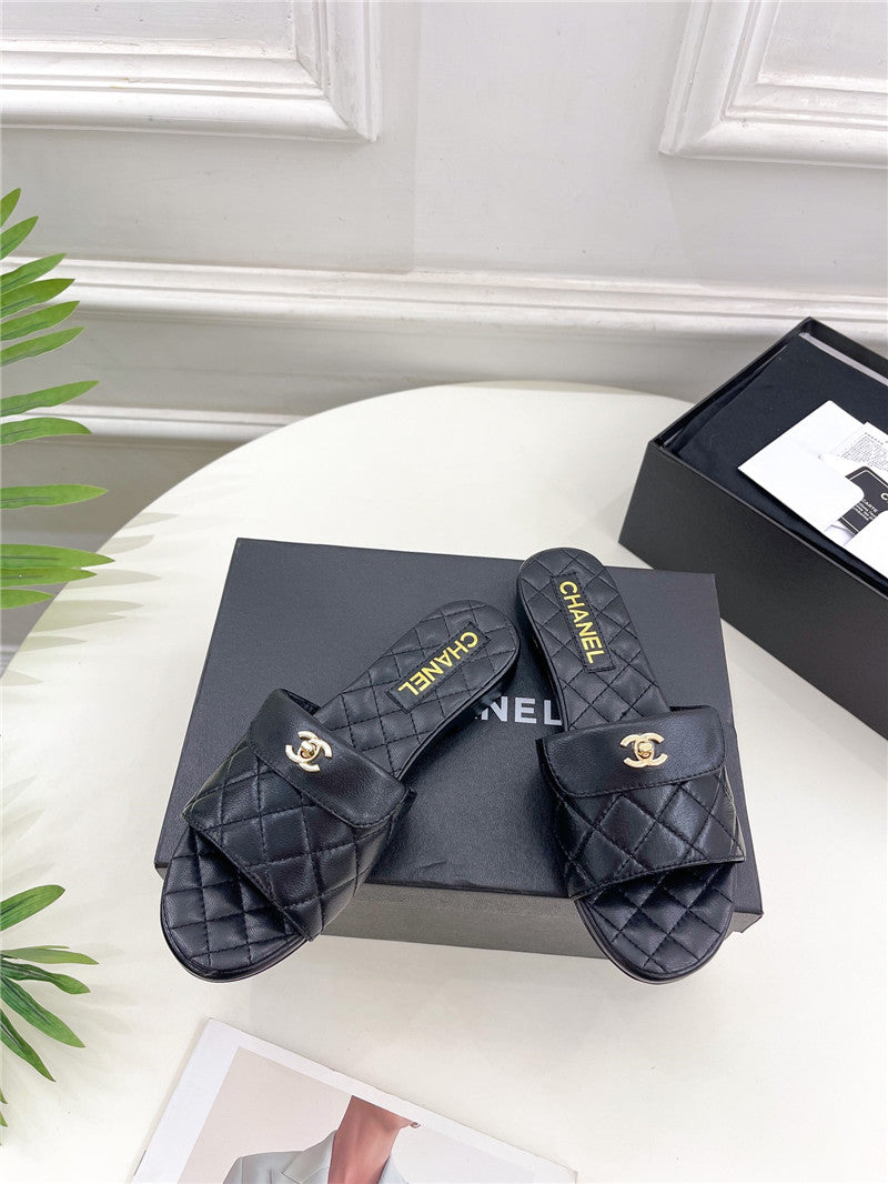High Quality Luxury Chanel Counter Classic Double C Buckle Slippers – Style 59942 product detail