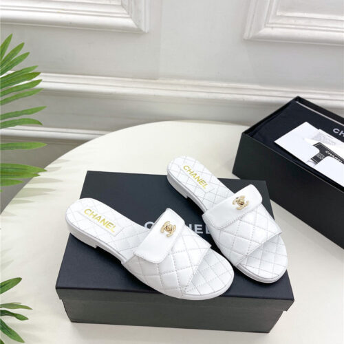 High Quality Luxury Chanel Counter Classic Double C Buckle Slippers – Style 28870