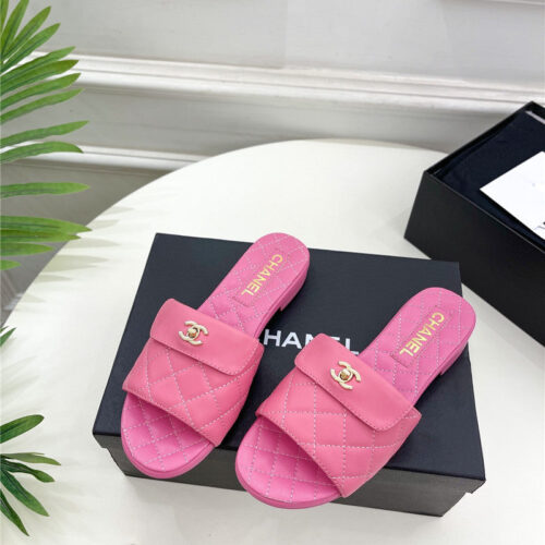 High Quality Luxury Chanel Counter Classic Double C Buckle Slippers – Style 97798 product detail