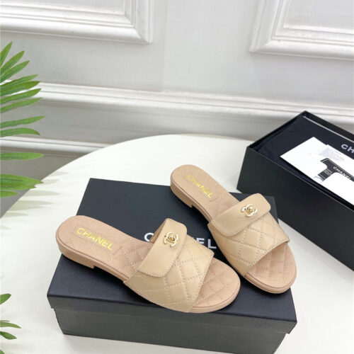 High Quality Luxury Chanel Counter Classic Double C Buckle Slippers – Style 68422