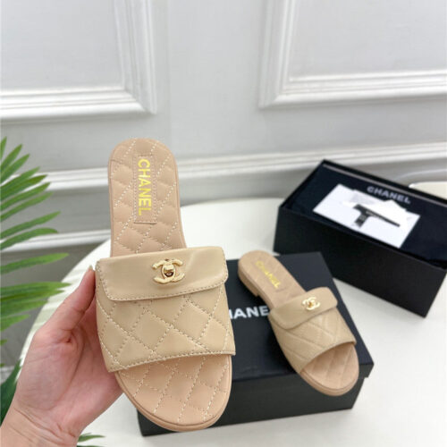 High Quality Luxury Chanel Counter Classic Double C Buckle Slippers – Style 68422 product detail