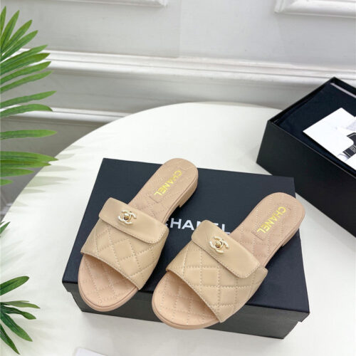 High Quality Luxury Chanel Counter Classic Double C Buckle Slippers – Style 68422 product detail
