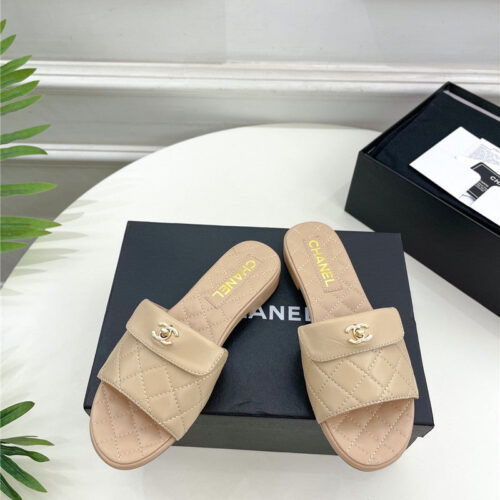 High Quality Luxury Chanel Counter Classic Double C Buckle Slippers – Style 68422 product detail