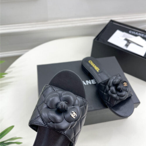 High Quality Luxury Chanel Counter Classic Camellia Slippers – Style 70118 product detail
