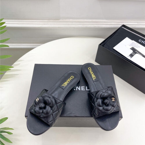 High Quality Luxury Chanel Counter Classic Camellia Slippers – Style 70118 product detail