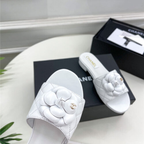 High Quality Luxury Chanel Counter Classic Camellia Slippers – Style 37350 product detail