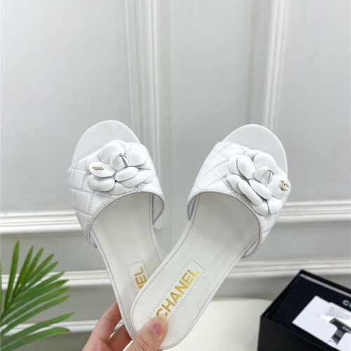 High Quality Luxury Chanel Counter Classic Camellia Slippers – Style 37350 product detail