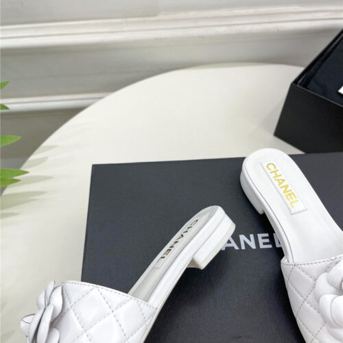 High Quality Luxury Chanel Counter Classic Camellia Slippers – Style 37350 product detail