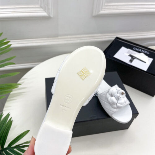 High Quality Luxury Chanel Counter Classic Camellia Slippers – Style 37350 product detail