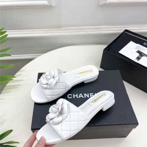 High Quality Luxury Chanel Counter Classic Camellia Slippers – Style 37350 product detail