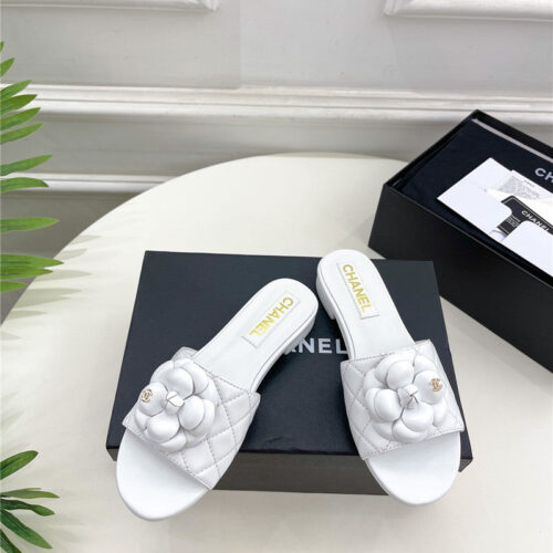 High Quality Luxury Chanel Counter Classic Camellia Slippers – Style 37350 product detail