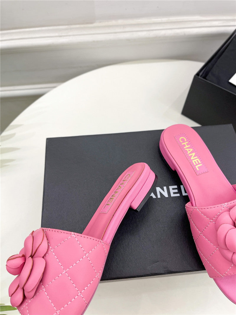 High Quality Luxury Chanel Counter Classic Camellia Slippers – Style 71814 product detail