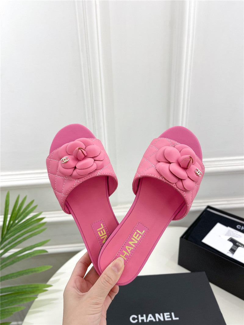High Quality Luxury Chanel Counter Classic Camellia Slippers – Style 71814 product detail