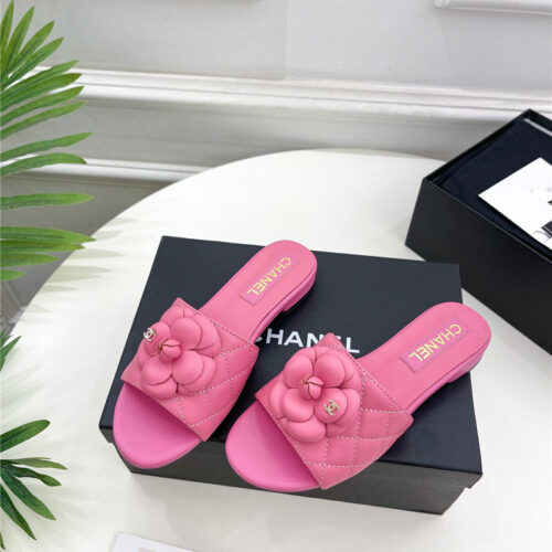 High Quality Luxury Chanel Counter Classic Camellia Slippers – Style 71814 product detail
