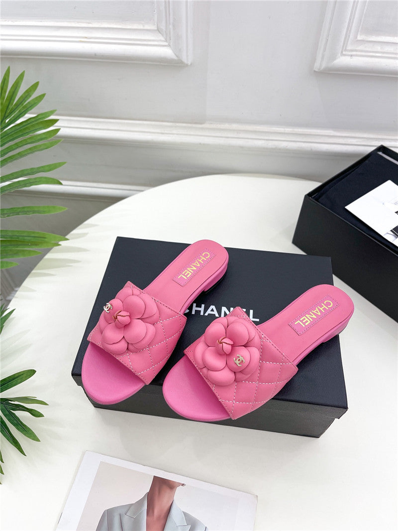 High Quality Luxury Chanel Counter Classic Camellia Slippers – Style 71814 product detail