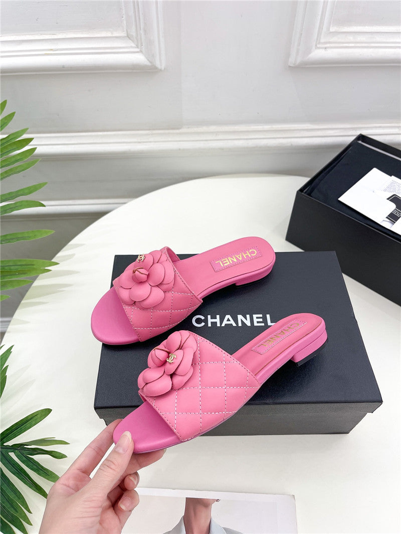 High Quality Luxury Chanel Counter Classic Camellia Slippers – Style 71814 product detail